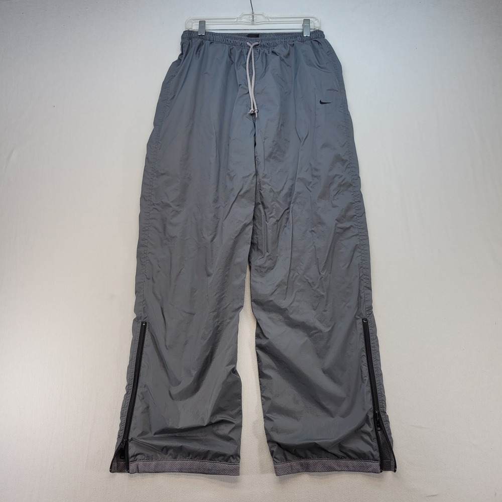Nike Track Pants Mens Medium Gray Athletic Windbreaker Nylon Straight Ankle Zip